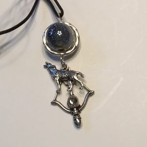 Wolf bow and arrow necklace